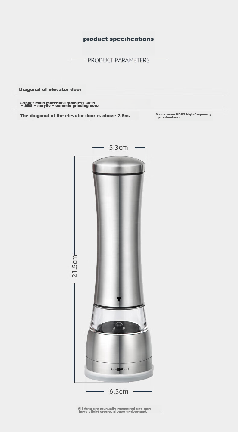 Maomiyoupin Stainless Steel Pepper Grinder, Manual Pepper Mill, Black Pepper Powder Maker, Sichuan Peppercorn Grinder, Sea Salt Shaker, Seasoning Bottle 11