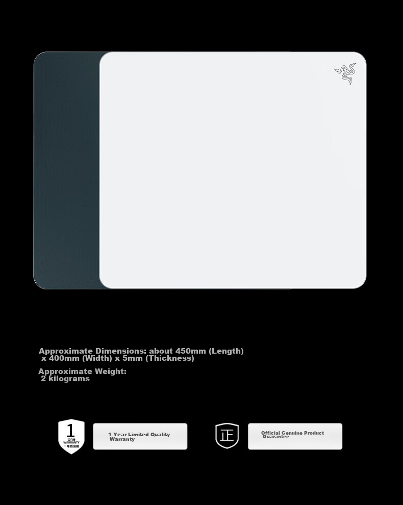 Razer Emperor Butterfly Tempered Glass Gaming Mouse Pad, White 10