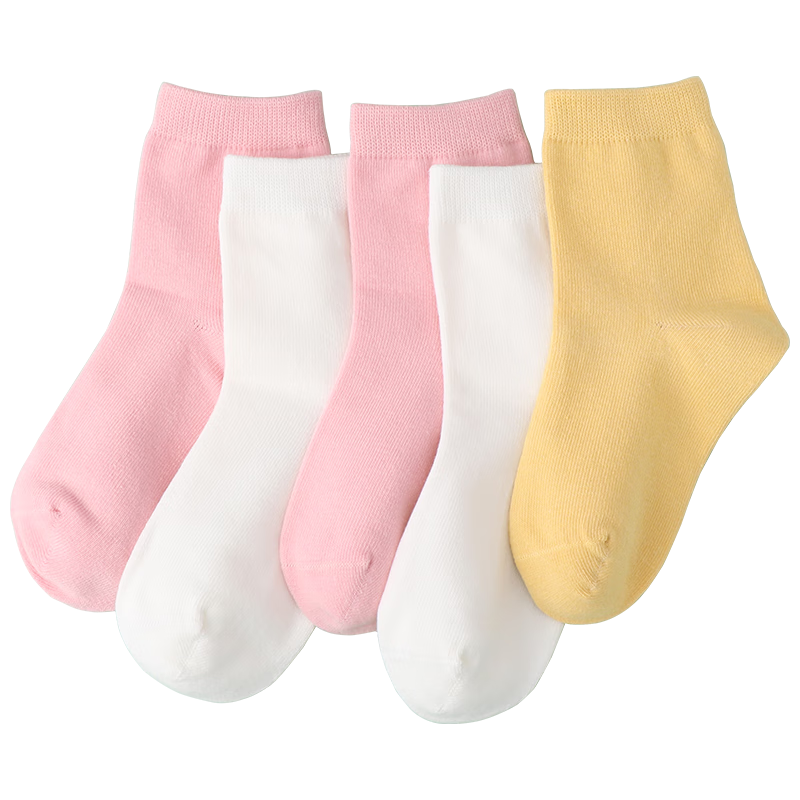 Hodo Children's Socks, Boys And Girls Mid-Calf Cotton Socks for All Seasons, High Elasticity Breathable Striped Student Socks, W5005 Set of 3, Size 22-24