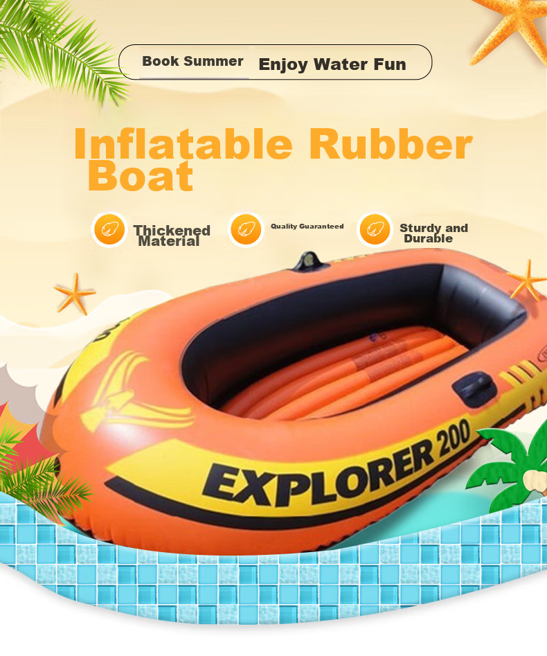 INTEX Challenger Two-Person Inflatable Boat, Thickened Rafting Kayak, Single Or Double Fishing Boat, Wear-Resistant Assault Boat 68306 37