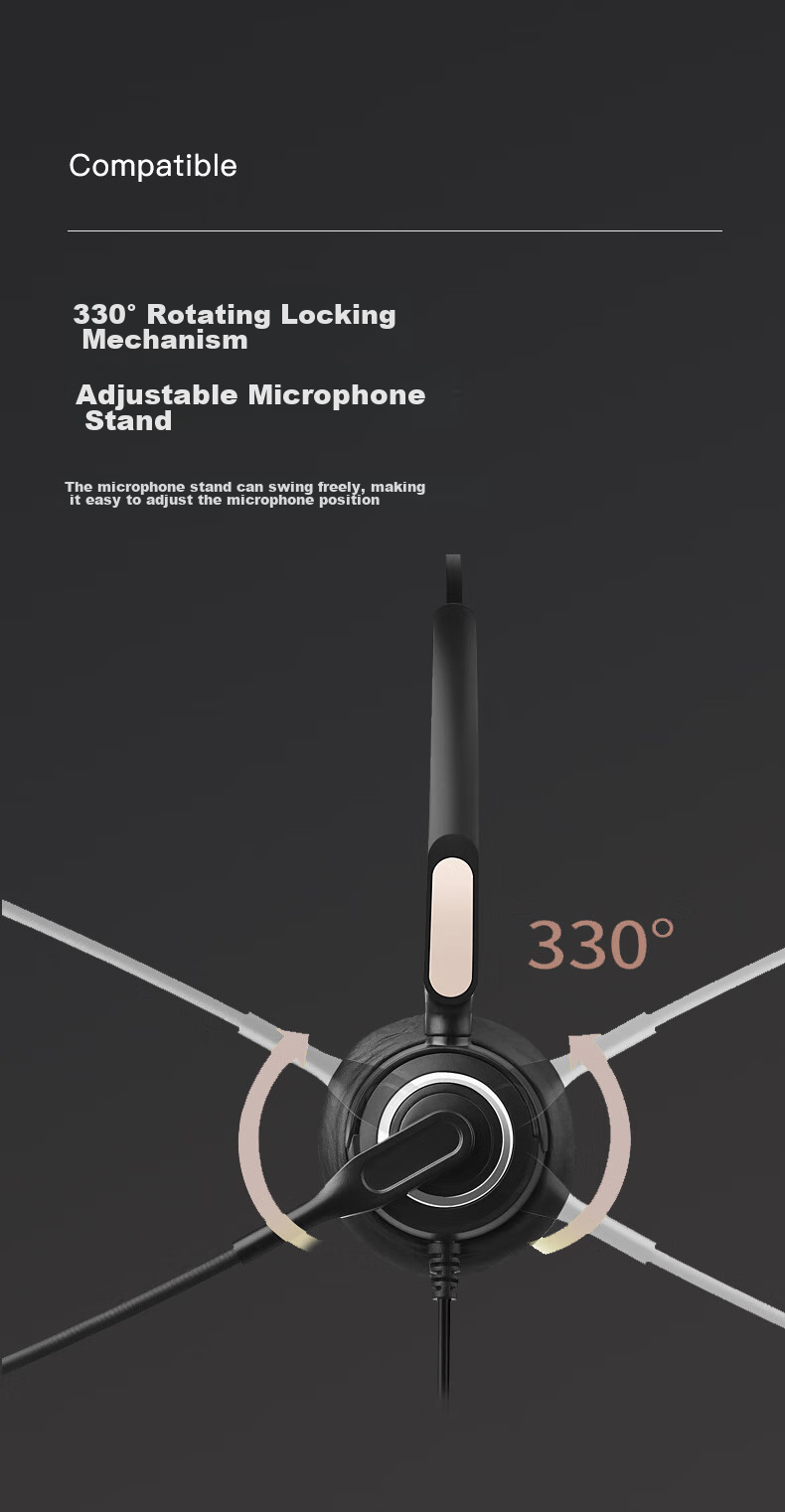 Yijiatong Single-Ear Headset Y500-RJ9 Crystal Connector, Over-Ear Headset/customer Service Headset/noise-Cancelling Headphones/sales Call Headset/business/education Direct Connection Telephone 8