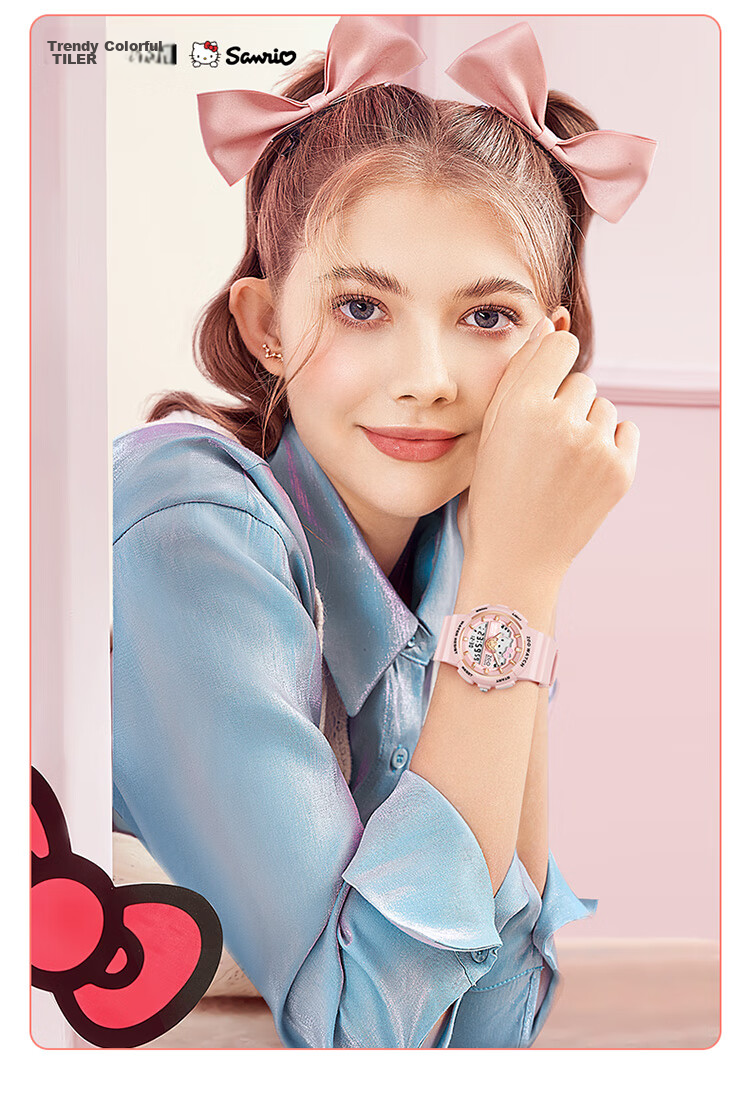 Hello Kitty Student Watch for Female Middle And High School Students, Dual Display Sports Digital Watch with Waterproof Luminous Function, Children's Watch Sanrio 15