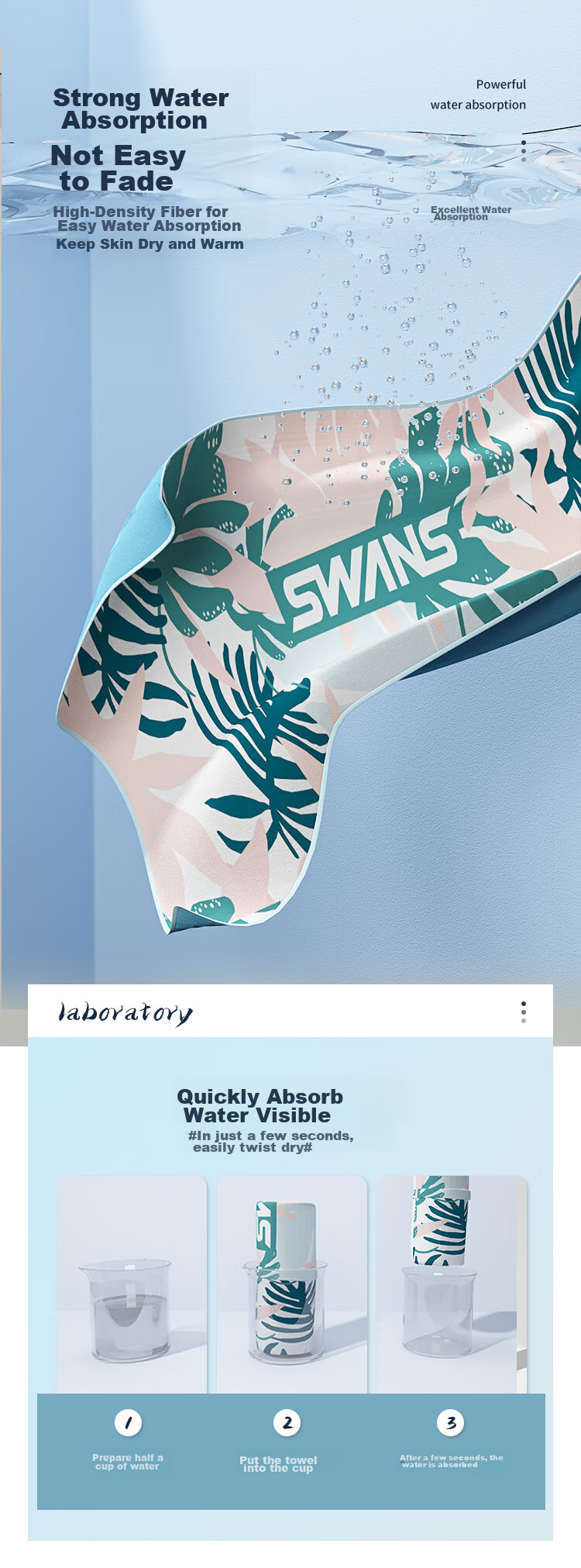 SWANS Swimming Towel for Men And Women, Beach Towel for Children, Quick-Drying Absorbent Bathrobe Cape Seaside SPTC100 Strawberry 6