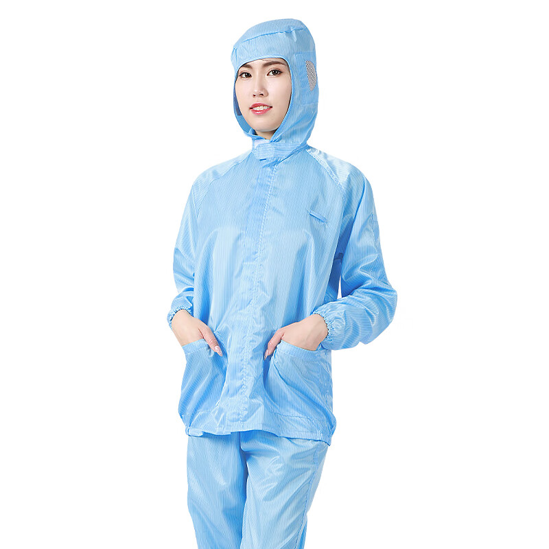 Mulang Anti-Static Two-Piece Cleanroom Suit Food Factory Protective Clothing Electronic Factory Dust-Free Workshop Anti-Static Dustproof Workwear Hooded Two-Piece Suit Blue 3XL [Jing Suda]