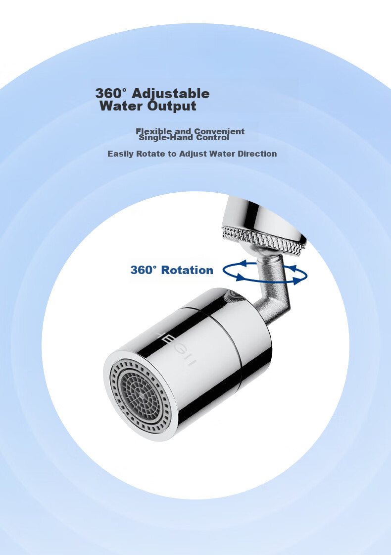 HEGII Faucet Extender, Universal Rotating Faucet Aerator Adapter, Dual Outlet Water Filter Splash-Proof Head HMN902Q 6