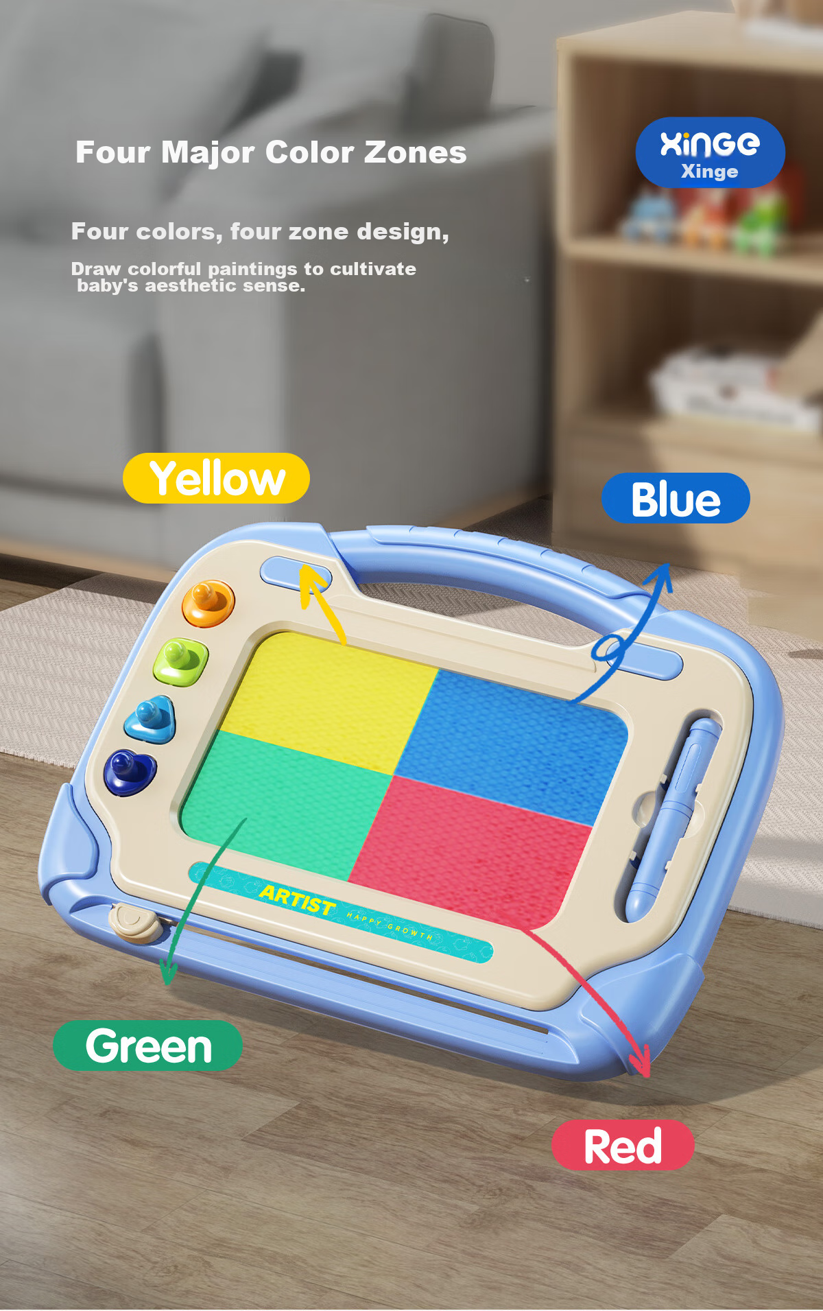 Xinge Magnetic Erasable Drawing Board for Children, DIY Painting And Doodling Board for Boys And Girls Aged 1-2 Colorful Baby Birthday Gift Early Education Toy for Infants Small Pink Size 6