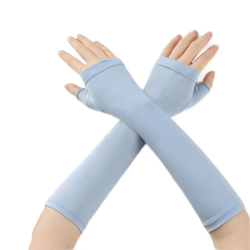 JIUMU Ice Silk Sun Protection Sleeves Children's Cooling Arm Sleeves Summer Outdoor Sports UV Protection Arm Covers Boys Girls BX068 Haze Blue