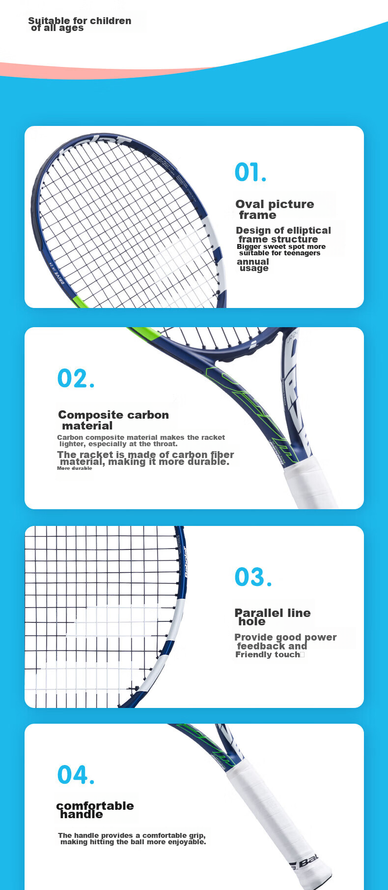 Babolat Children's Racket, 2025 Model, for Young Beginners, Integrated Tennis Racket, Baobao Li DRIVE JR 3
