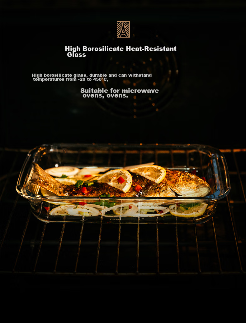 FOR BAKE Square Glass Baking Dish High Borosilicate Heat-Resistant Glass Baking Tray for Oven And Microwave-Safe Serving Dish 3