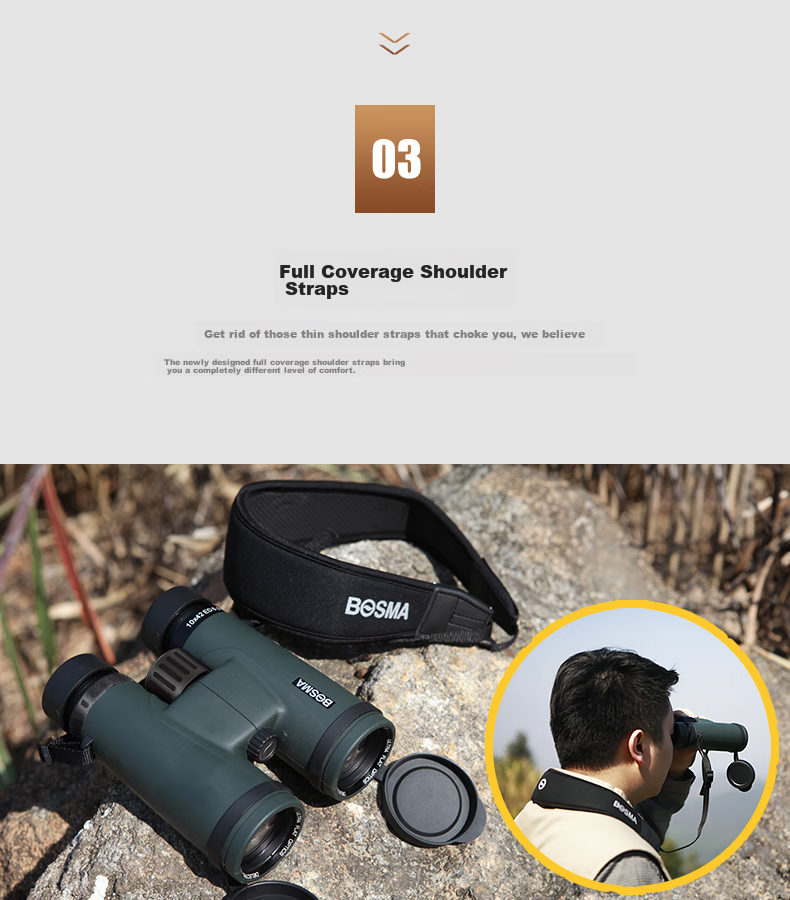 BOSMA Honghu 8X42 Flat Field ED Lens High Magnification High Definition Nitrogen-Filled Waterproof Binoculars for Smartphone Photography, High-End Telescope 10
