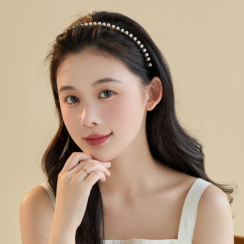 CHIMERA Freshwater Pearl Headband Hairpin for Women, French-Style Bangs Hairband, High-End Hair Accessory, Mid-Autumn Festival Gift