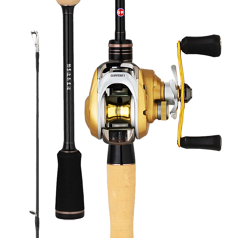 GW Fishing Rod, Lure Rod, 2.1 Meters, ML Action, Wave Chaser Left-Handed Baitcasting Reel, Lure Rod Set, Bass And Topmouth Culter Rod