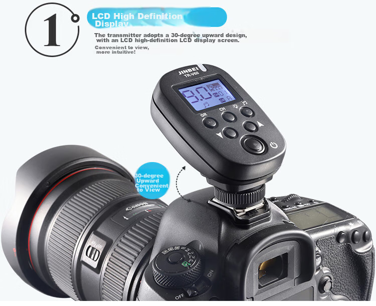 JINBEI TR-V6II Flash Trigger, Wireless Flash Trigger with Remote Control, Trigger for DSLR Cameras, Universal Version, TR-V6II Transmitter 1