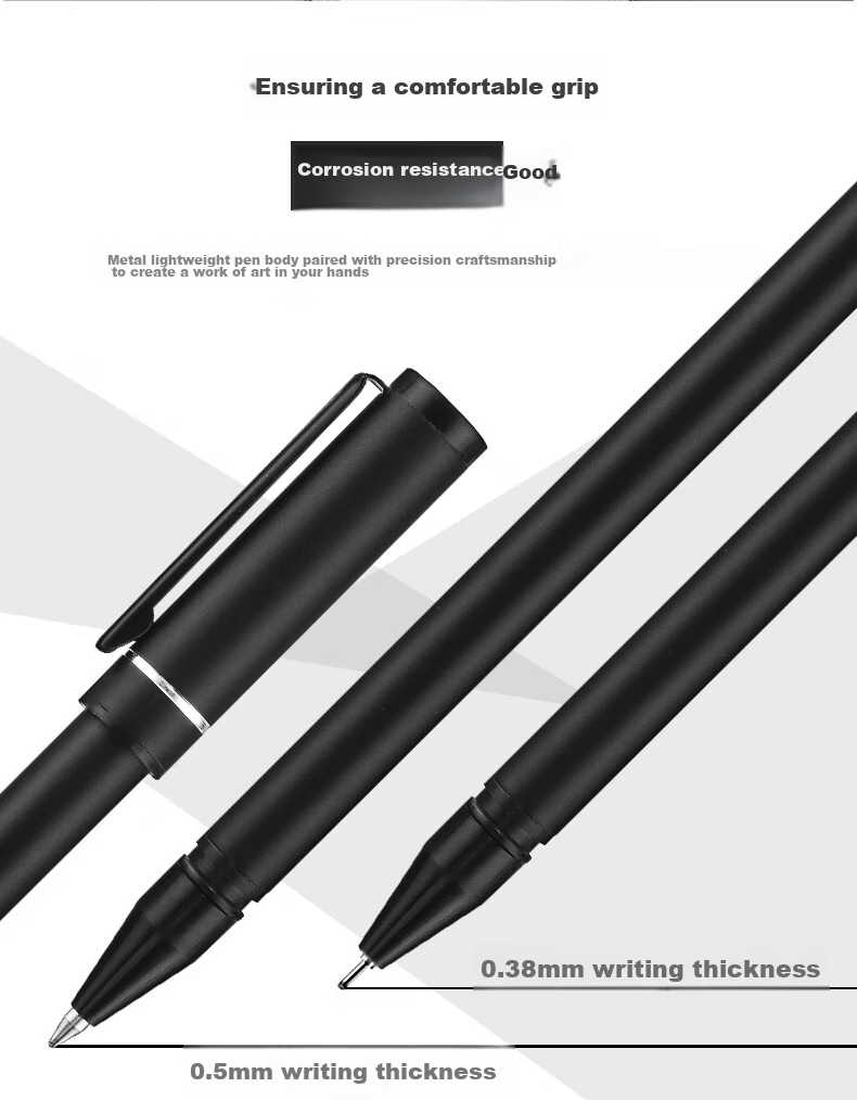 HERO Gel Pen A206 Black Metal 0.5mm Student Stationery Gel Pen, Signature Pen, Ink Pen Three-Pack 5