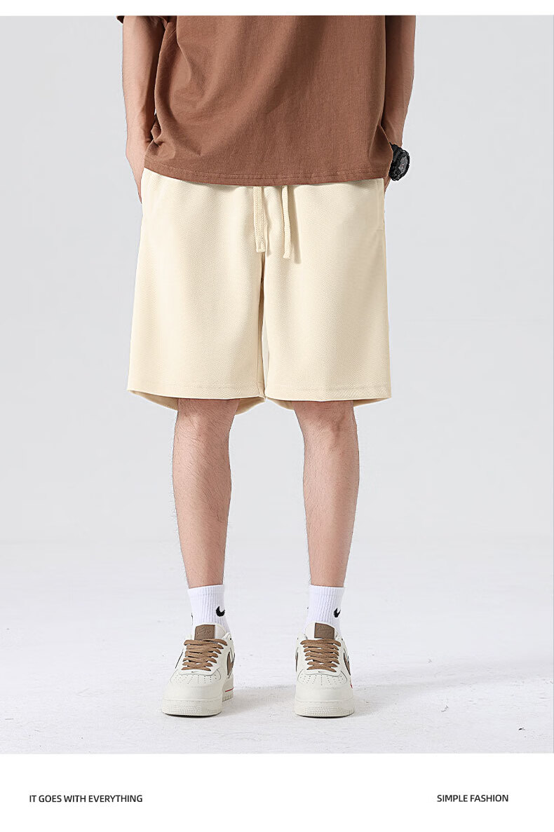 GENIOLAMODE Men's Shorts, Summer Style, Heavy 300G, Casual Draping Loose Fit, Athletic Straight-Leg Five-Point Pants for Me 6