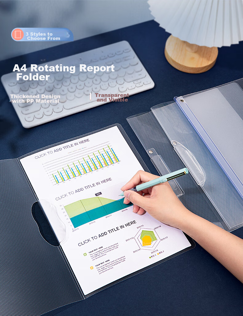 Jindeli 5 Pieces 7mm Pull-Tab Report Folder A4 Mirror-Finish Twill Frosted Board Rotating Pull Rod Folder File Folder Document Folder Conference Folder Student Exam Paper Collection Folder TD104 1