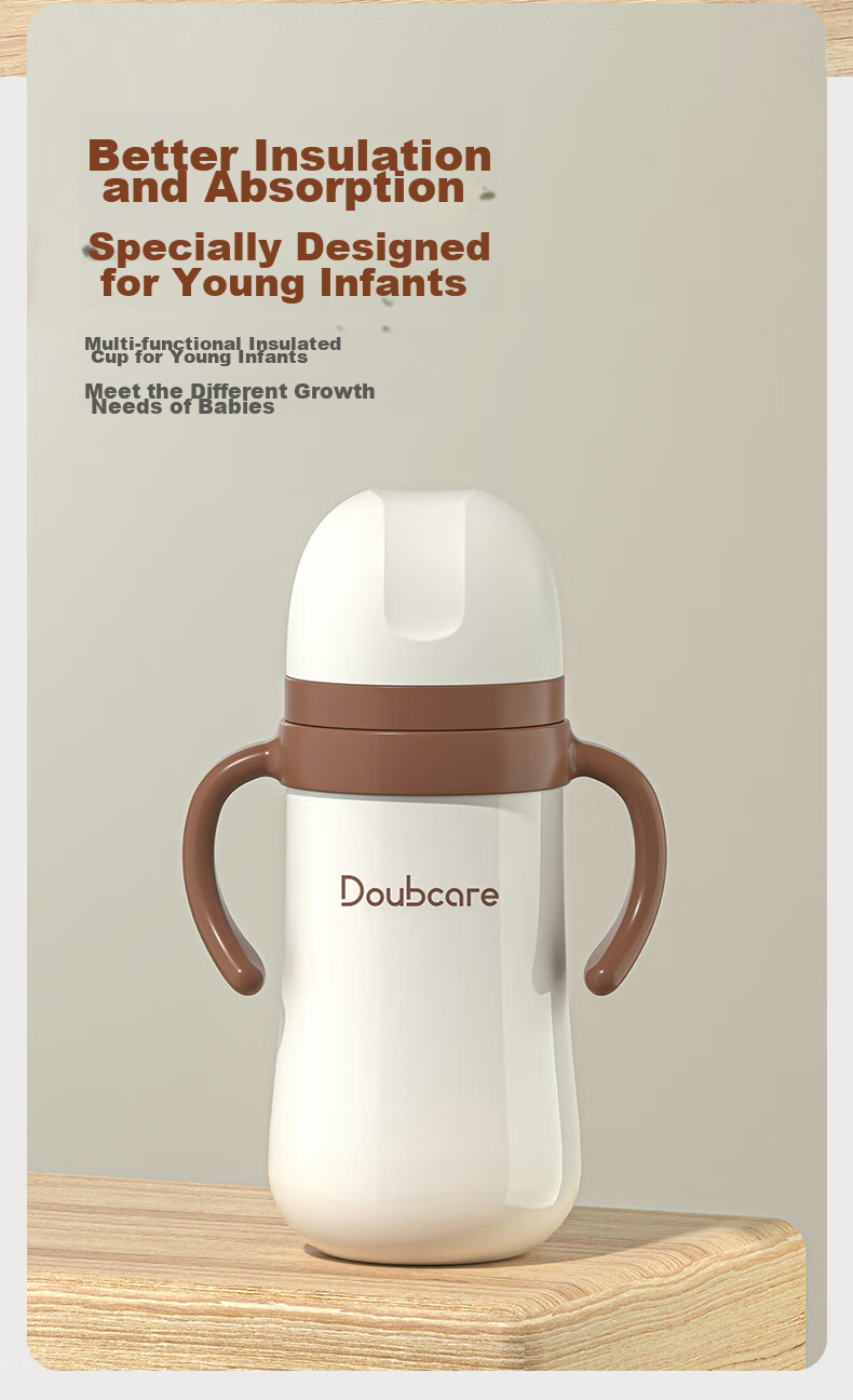 COOKSS Baby Insulated Cup, Milk Bottle, Infant Water Bottle, Children's Straw Cup, Training Cup with Scale, for One-Year And Younger Infants, Suitable for Outdoor Use 2
