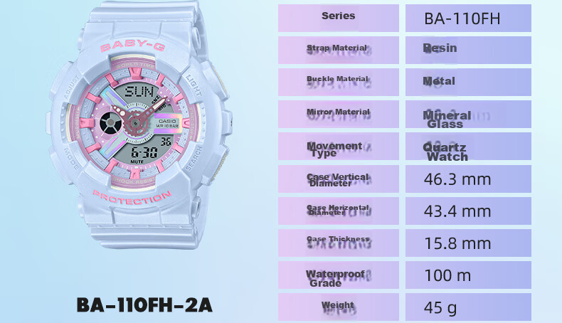 Casio Women's Watch, BABY-G Dream Series Sports Digital Student Watch, Gift for Girlfriend, BA-110FH 15