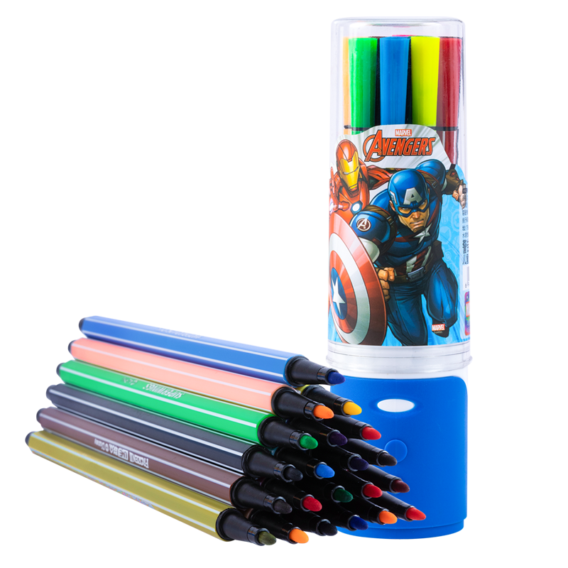 Disney 12-Color Washable Watercolor Markers, Student Coloring Pens, Children's Hexagonal Handle Drawing Pencils, Spider-Man Drawing Pens