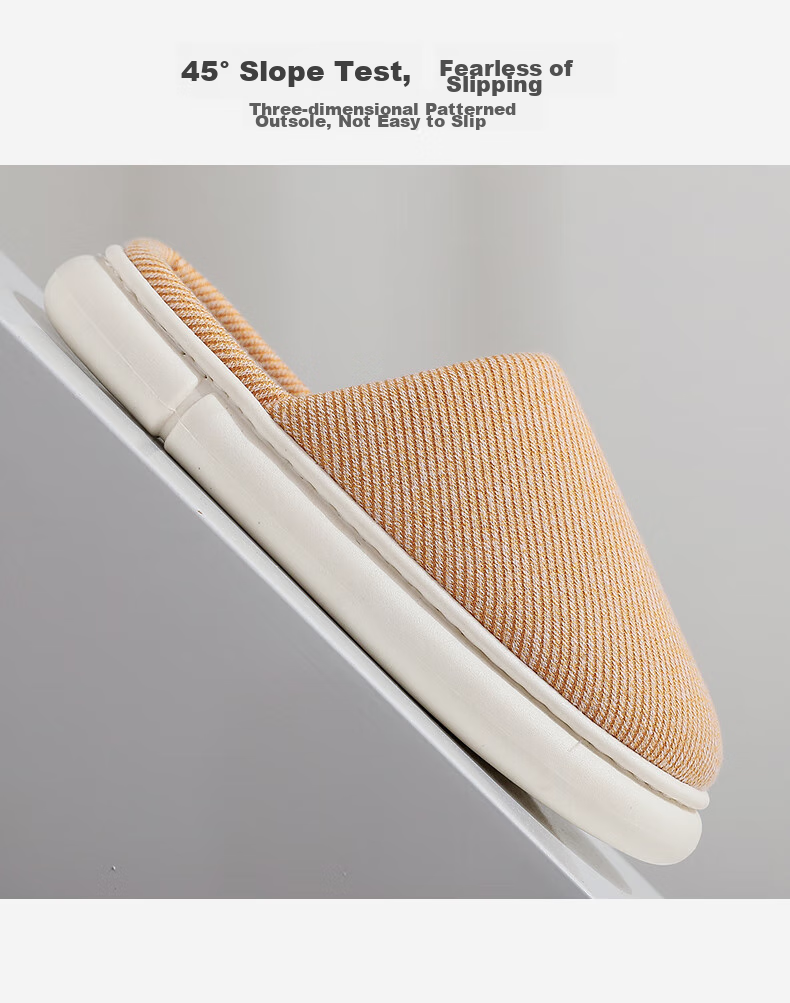 GUOLUOFEI Home Slippers, Indoor Floor Linen-Covered Head Couple Non-Slip All-Season Slippers for Men And Women, Pink, Size 36-37 8