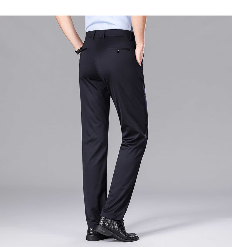 ROMON [With Mulberry Silk] Sun Protection High Elasticity Ice Silk Casual Pants Men's Summer Thin Straight Work Pants Suit Trousers 8