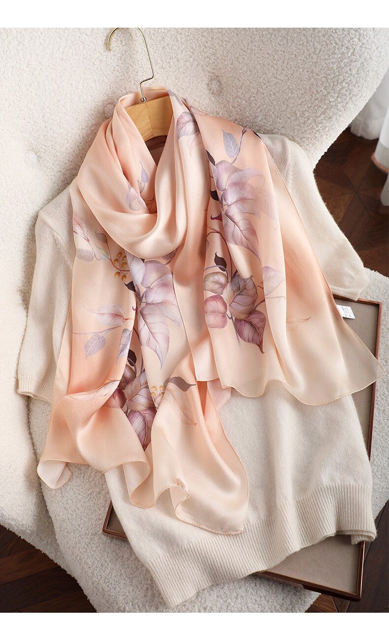 Hangsifu Silk Scarf Shawl Wrap, Autumn And Winter Neck Protection Cloak, Mother's Birthday Gift Box 14