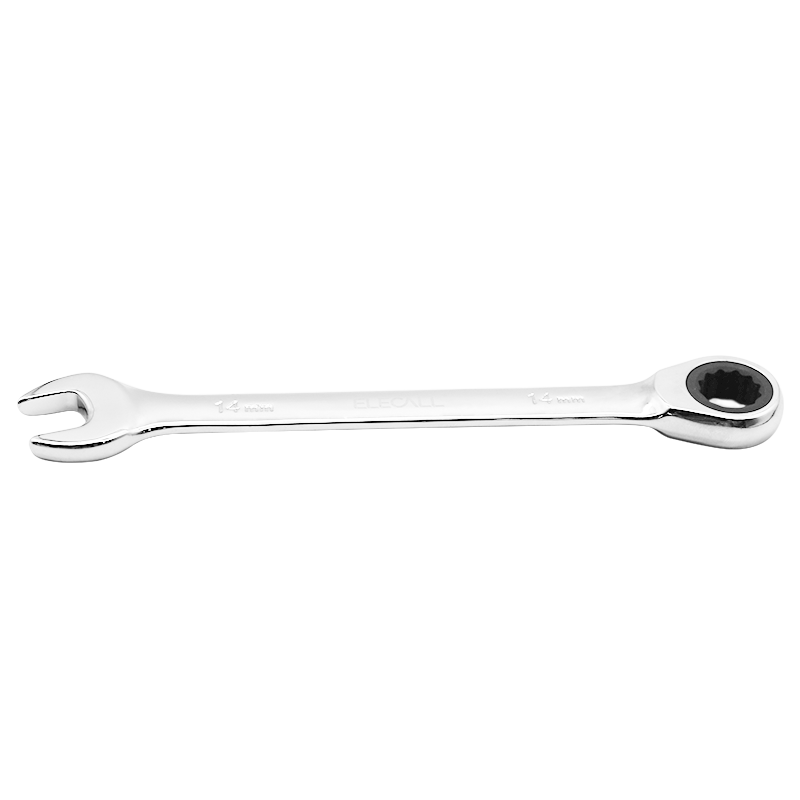 ELECALL Fixed Head Ratchet Wrench, 14mm, Industrial And Household Use, Open-End And Box-End Wrench, Labor-Saving, ET090114