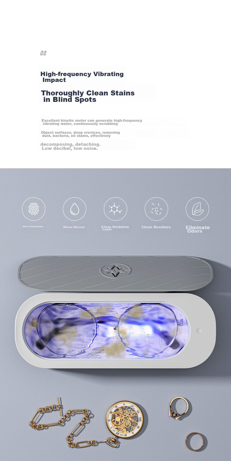 Boshide Glasses Cleaning Machine, High-Frequency Vibration Eyeglass Cleaner, Fully Automatic Portable Cleaning Device, with UV Light And Rechargeable Battery 3