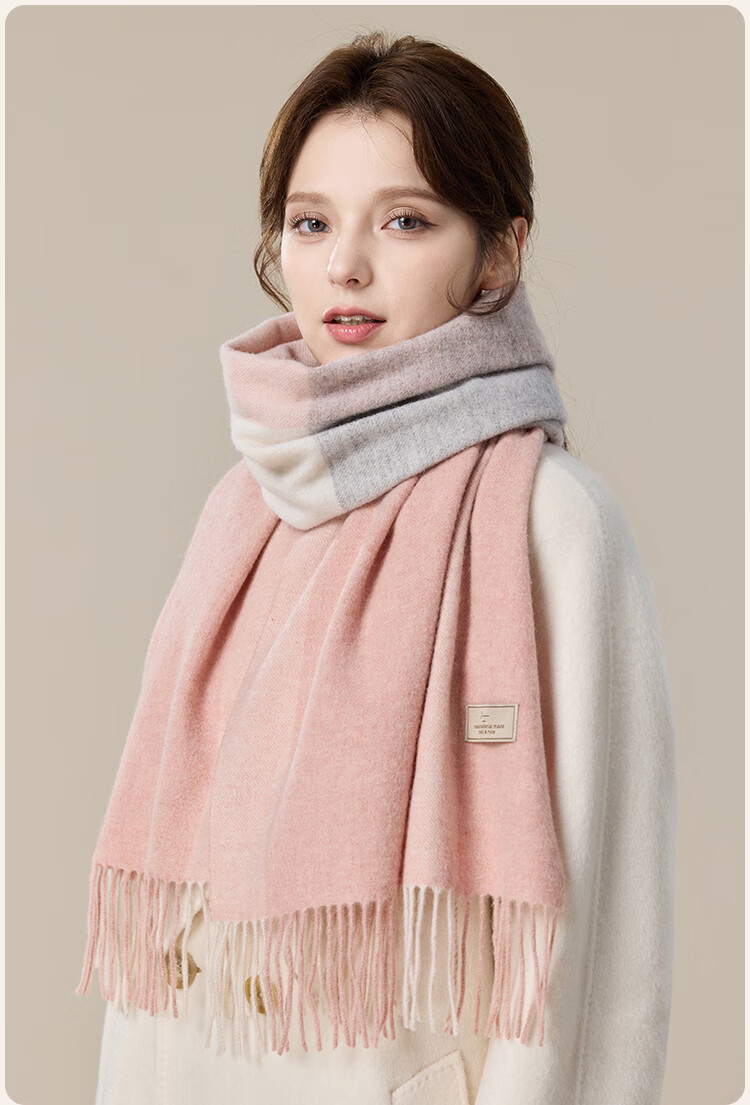 JIUMU Pure Wool Scarf for Women, Autumn And Winter Neck Warmer, Outer Wrap, Warm Shawl, Gift for Women, Mid-Autumn Festival Birthday Present, Gift Box Set 16