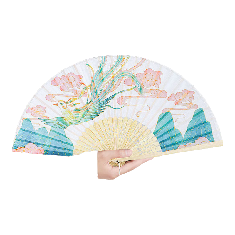 Jidukongjian Ancient Style Fan Summer 7-Inch Phoenix Women's Fan Chinese Style Folding Fan National Trend Hanfu Fa