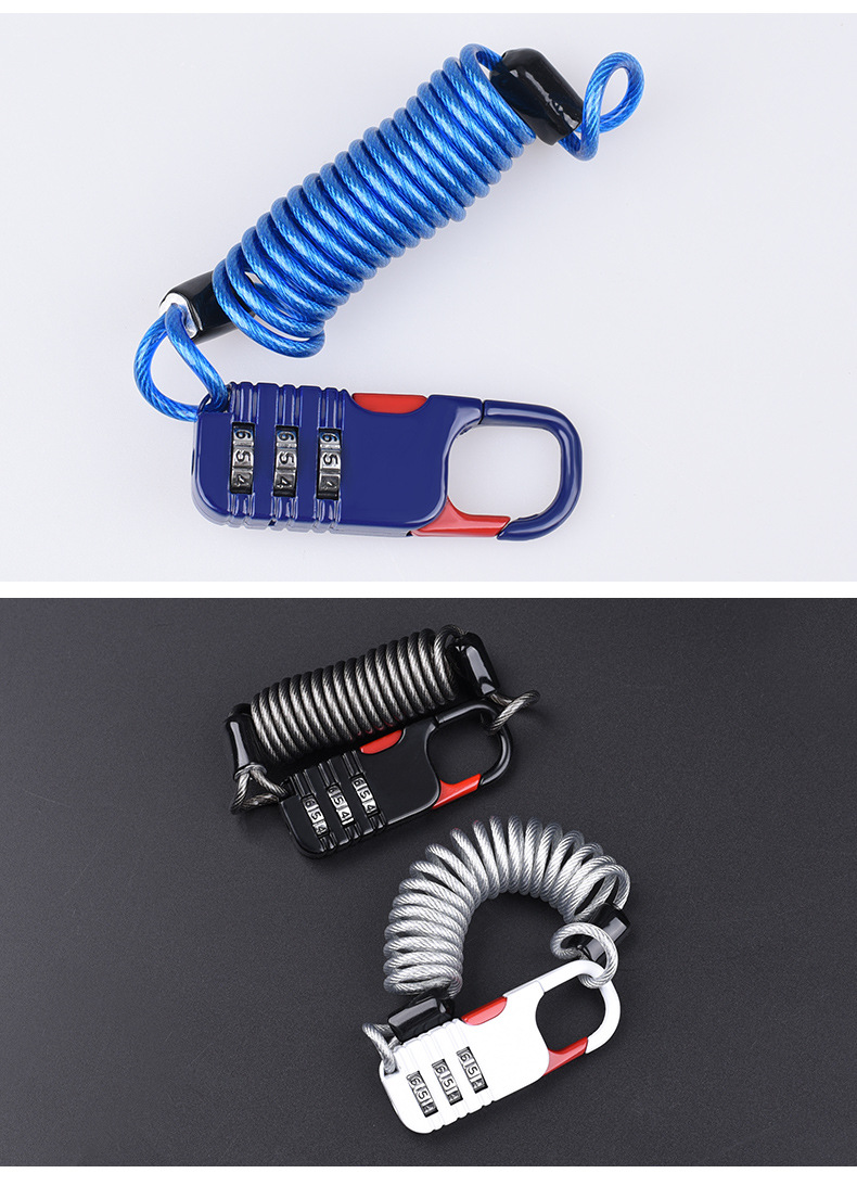 BIKEBROS Bicycle Combination Helmet Lock, Motorcycle Electric Bike Children's Bike Steel Wire Cable Lock, Stroller Retractable Cartoon Lock for Cycling 9