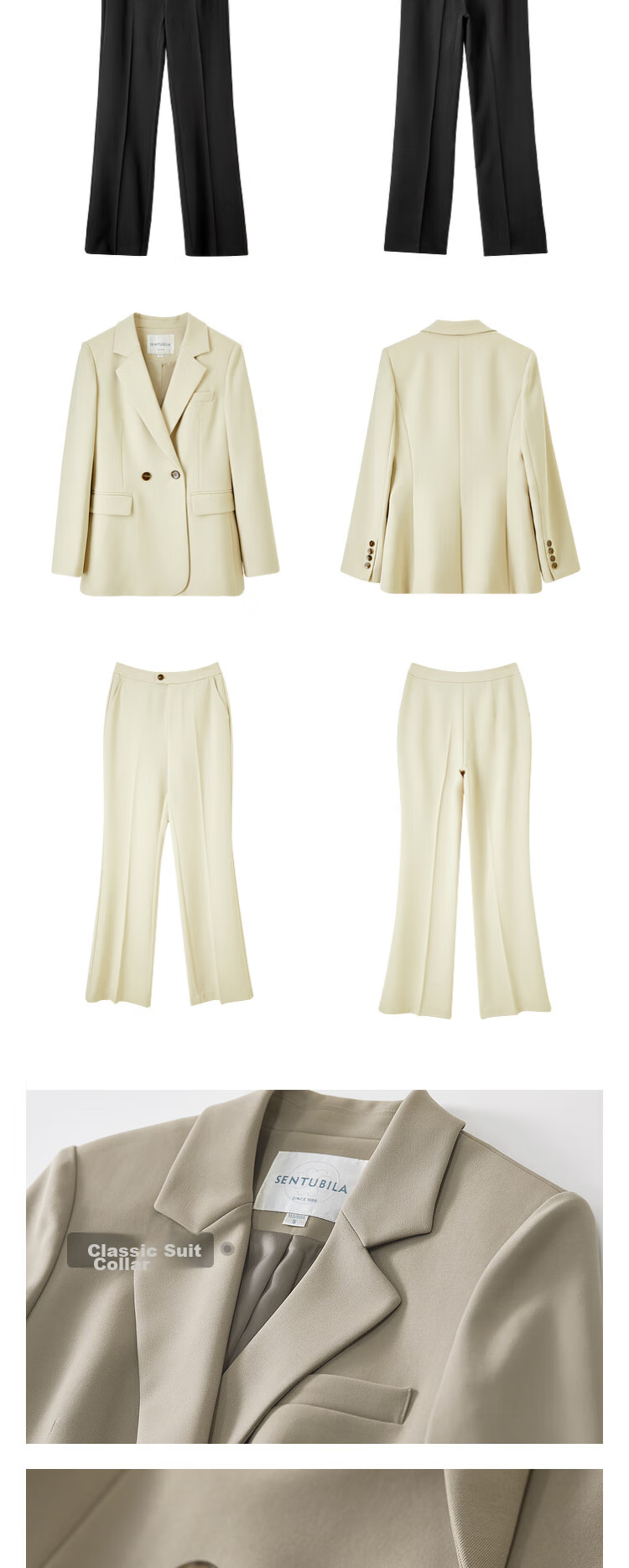 Sentubila Women's Professional Commuter Suit Set Spring Autumn Wrinkle-Resistant Non-Iron Blazer and Pants Two-Piece Interview Business Suit 26