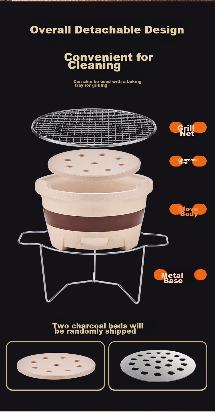 Suncojia Tea Brewing Set with Stove, Charcoal Barbecue Stove, Carbon Tea Pot, Ceramic Teacups, Mud Stove, Clay Stove, And Side Stove 8