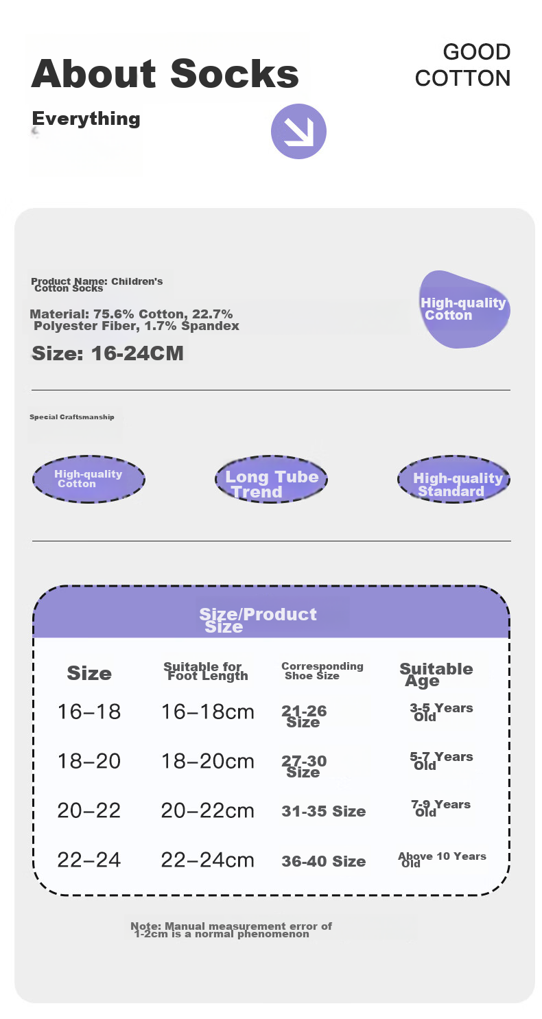 LangSha Kids Socks Girls Spring Autumn Winter Four Seasons Mid-Calf Comfortable Breathable Cotton Socks Cute Big Children 5 Pairs Pack 9