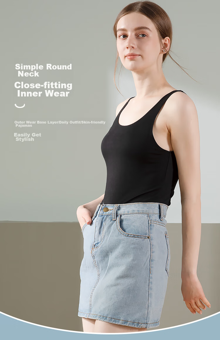 Hodo Women's Seamless Slim Camisole Modal Undershirt, Versatile Simple Round Neck Base Layer, Elegant White, Size 170 7
