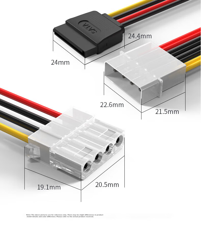 BURLEFRAN SATA15p Male to Dual-Port Large IDE SATA Male to Dual-Port IDE Power Cable, Serial to 4-Pin Fan Power Cable 9