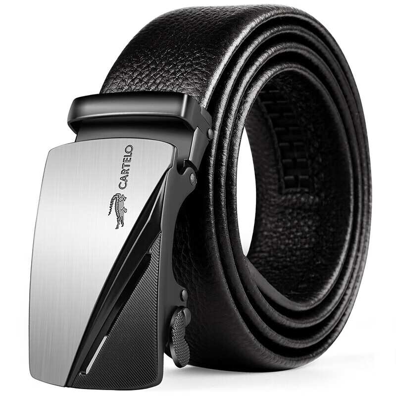 CARTELO Men's Leather Belt with Automatic Buckle, Top-Grain Cowhide Waistband, Business Style for Young Men, Gift for Boyfriend, Husband Or Father