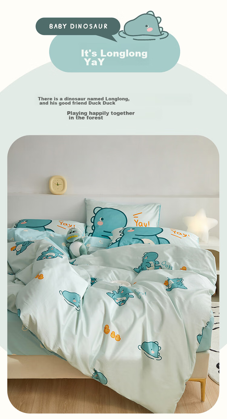 Dohia Cotton Bedding Set for Home, Three-Piece Student Dormitory Single Duvet Cover And Sheet Pure Cotton Set for 1.2m Bed 152*218cm 2