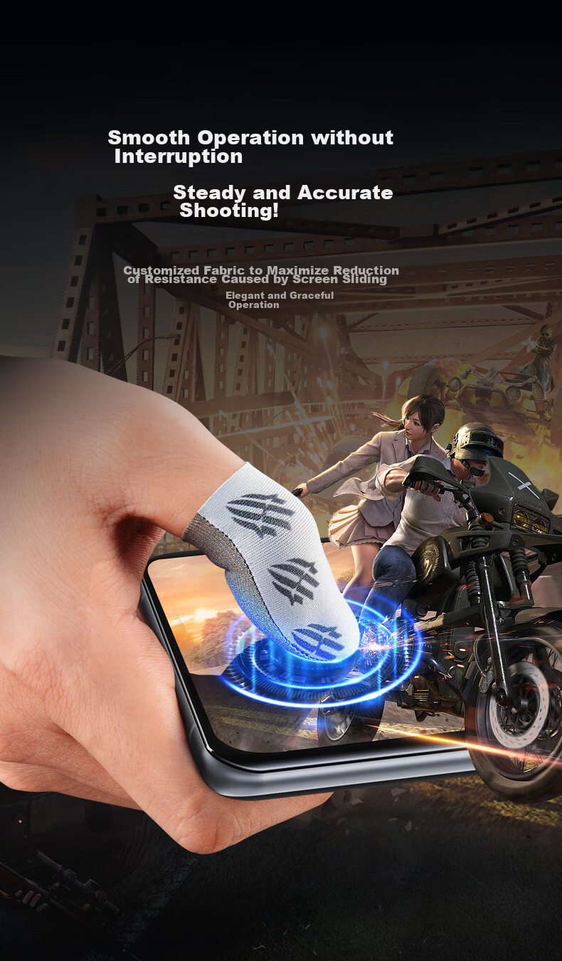 Nubiyahongmo Gaming Finger Sleeves, Silver Fabric Version, Ultra-Thin, Non-Slip, Sweat-Resistant, Esports Gaming Accessory for Mobile Phones And Tablets, for Honor of Kings And PUBG, One Pair, Suitable for Red Magic 9 Pro/9 Pro+ 4