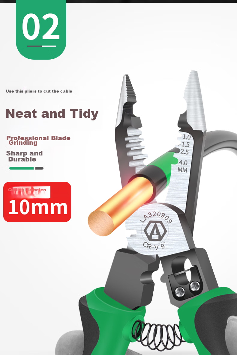 LAOA Lao A Needle-Nose Wire Stripper, Multifunctional Wire Cutter, Wire Stripping Tool, Terminal Crimping Pliers, LA320919 10