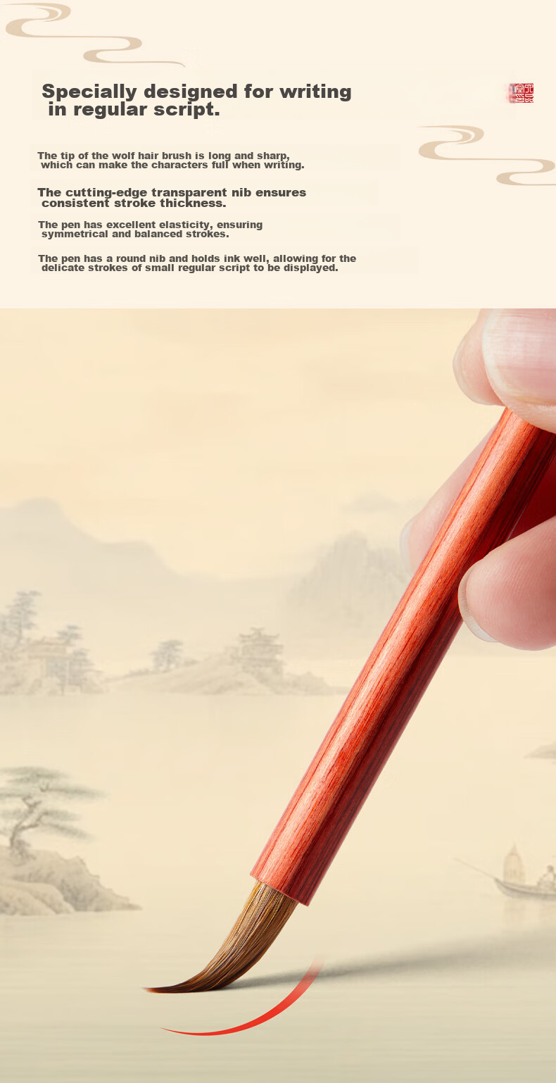 Liupintang Small Regular Script Brush Pen, Pure Wolf Hair, Four Treasures of The Study Calligraphy, Writing And Copying Sutra in Small Regular Script, Pure Wolf Tail Small Size Lake Pe 5