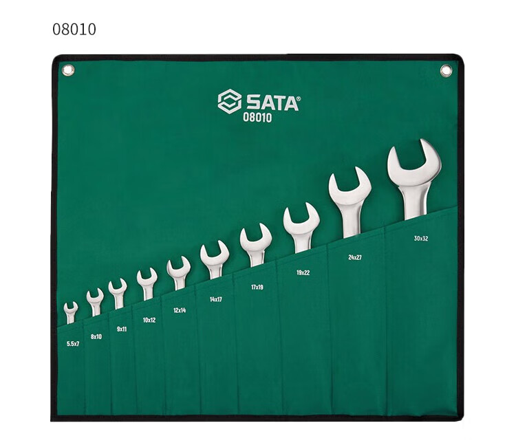 SATA 10-Piece Fully Polished Double Open-End Adjustable Wrench Set 08010 4