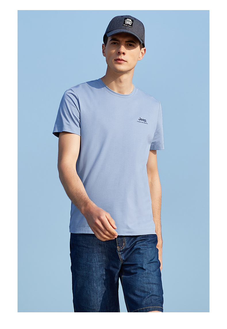 JEEP Men's Short-Sleeve T-Shirt, Sports Outdoor Breathable Quick-Dry Tee, Men's Cool Round Neck Top, 538 Navy Blue XL 15