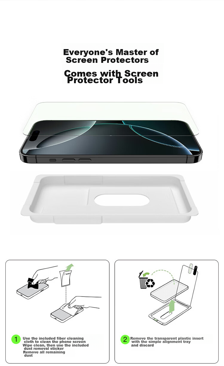 BELKIN IPhone 16 Tempered Glass Screen Protector, Anti-Blue Light IPhone 16 Screen Film, Anti-Drop Phone Film for Apple 16, Antibacterial Base Material OVA161 25