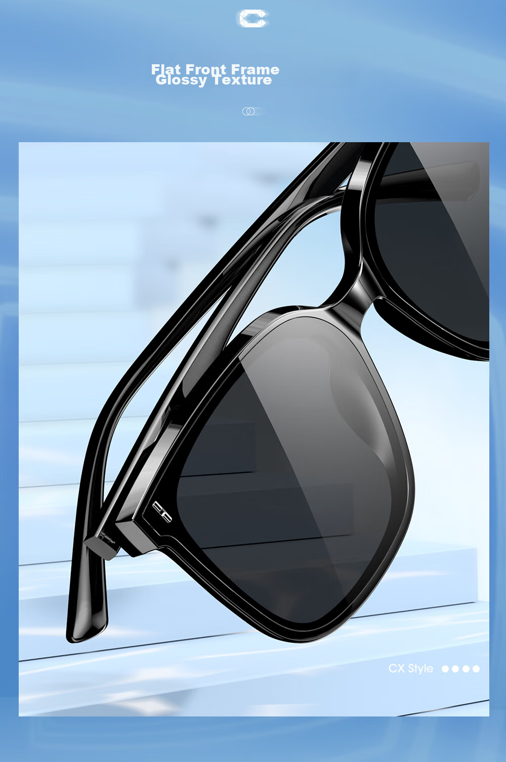 CAXMAN GM Sunglasses for Men And Women, Unisex Square Frame Large Frame Black Ultra-Nylon High Definition Anti-UV Retro Trendy Glasses 5