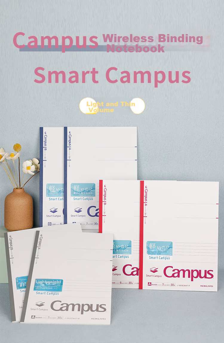 KOKUYO Imported Smart Campus Wirebound Notebook, 7mm Dotted Lines × 30 Rows B5/30 Pages Pink 1 Book NO-GS3CWAT 1