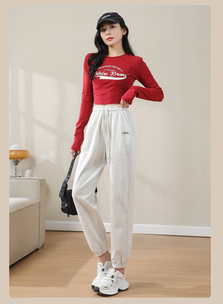 FitonTon Women's Sweatpants, Spring And Summer Style, Loose-Fitting Joggers, Cotton Trousers, Casual Pants for Outdoor Wear, Slimming Effect, Embroidered Sweatpants 14