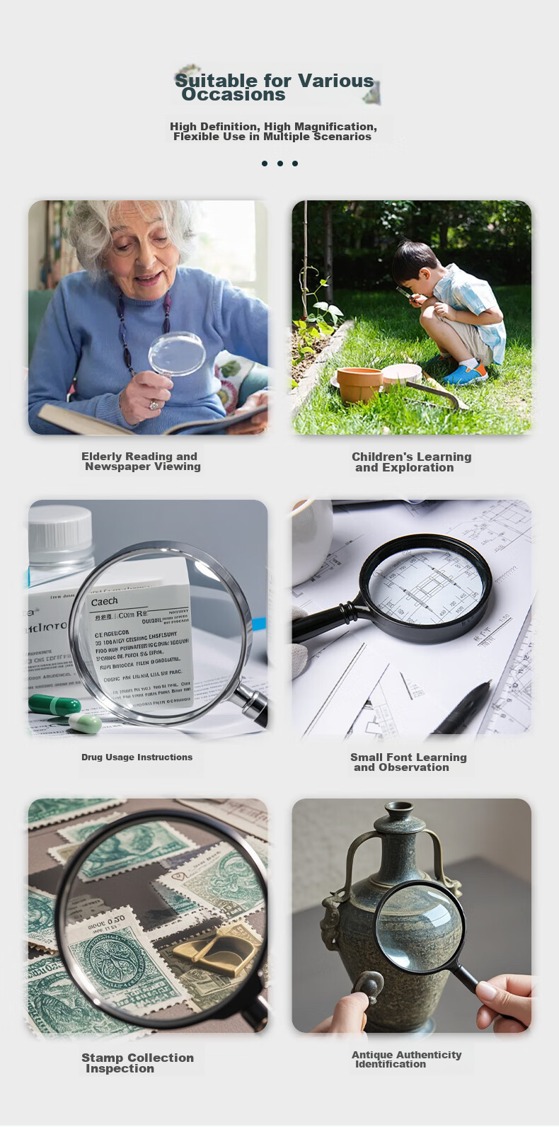 StarMICRO Magnifying Glass, High-Definition Handheld Magnifier for Children And Elementary School Students, Elderly Reading Magnifier, High-Magnification, Extra-Large, Portable, Shockproof And Drop-Resistant, 100MM 7