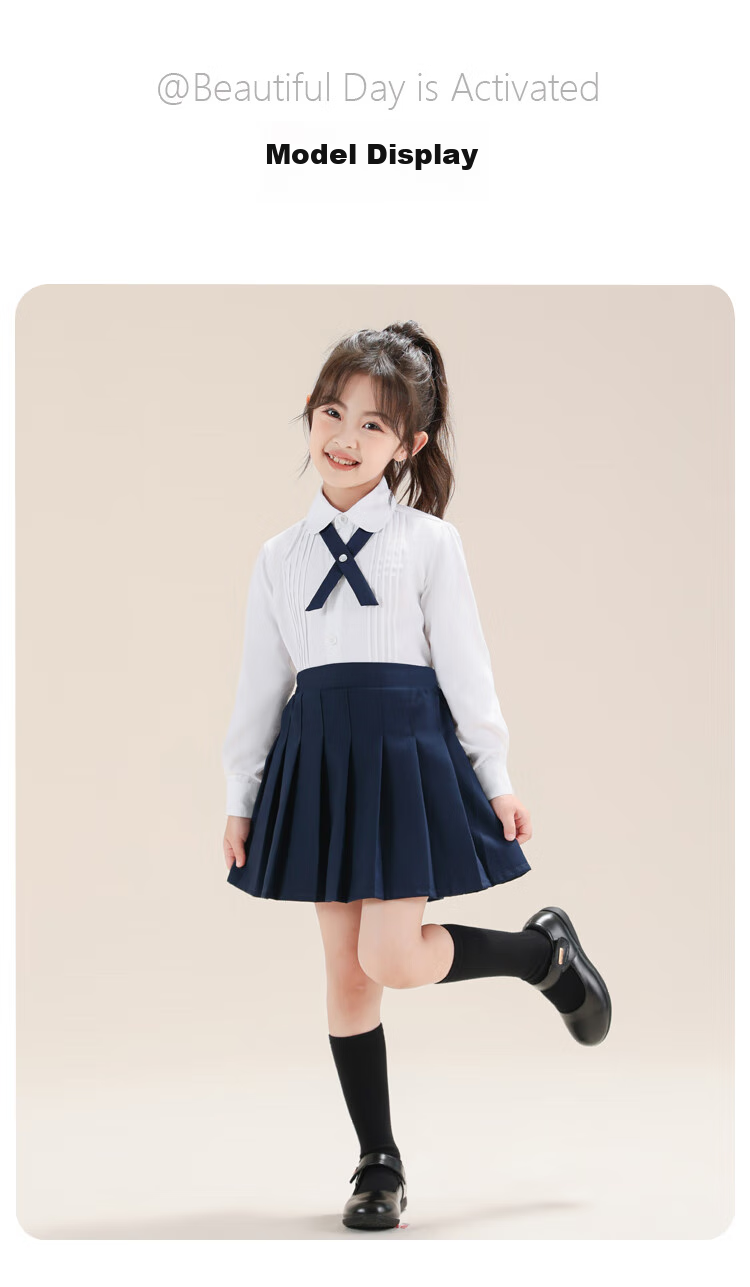 Yinuofang Children's White Long-Sleeve Shirt, Children's Day Performance Costume, Undershirt for Girls, Girls' Shirt for Large Chorus T-Shirt 12