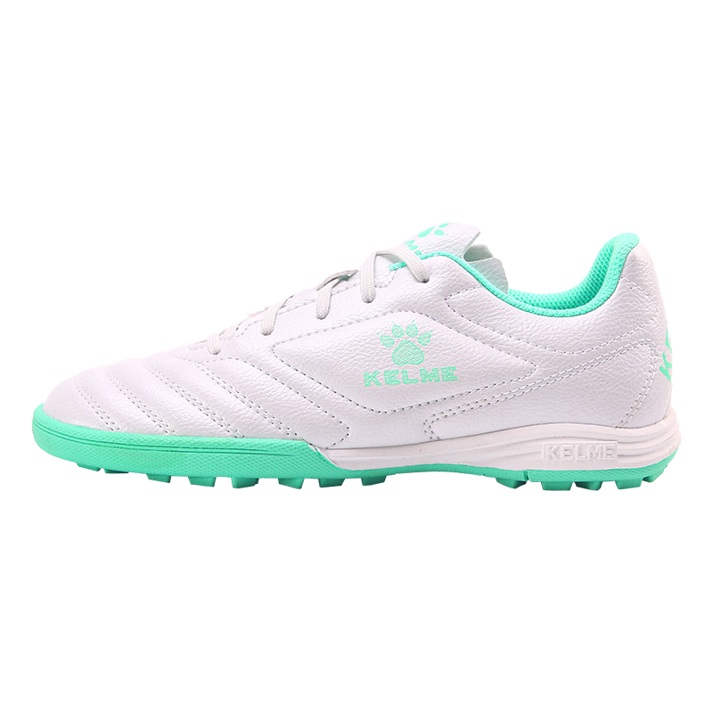 KELME Adult Soccer Shoes for Men, Competition TF Turf Cleats, Breathable Non-Slip Football Boots for Students, White/clear Green, Size 41